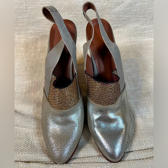 Rachel Comey | Kai Metallic Silver Slingback Mules 10 - Picture 2 of 6